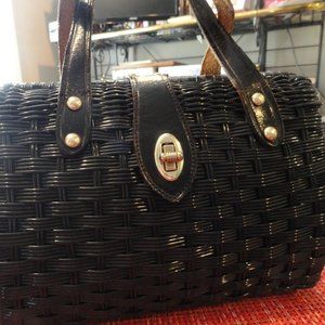 Vintage Straw Purse Black